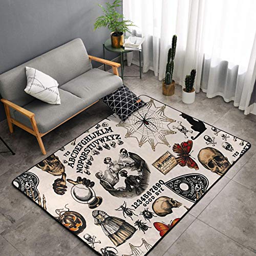NiYoung Luxury Modern Thick Soft Vintage Skull Skeleton Spider Web Witch Board Gothic Area Rug for Living Room Bedroom Playroom Dormitory Home Decor Non-Slip Carpet Large Floor Mat (Size 5 x 3 Feet)