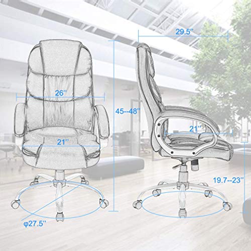 Ergonomic Office Chair Desk Chair Computer Chair with Lumbar Support Arms Executive Rolling Swivel PU Leather Task Chair for Women Adults, Black