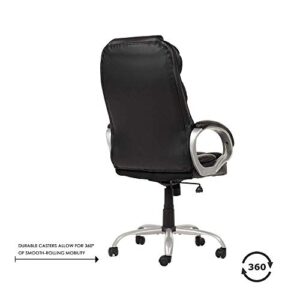 Ergonomic Office Chair Desk Chair Computer Chair with Lumbar Support Arms Executive Rolling Swivel PU Leather Task Chair for Women Adults, Black