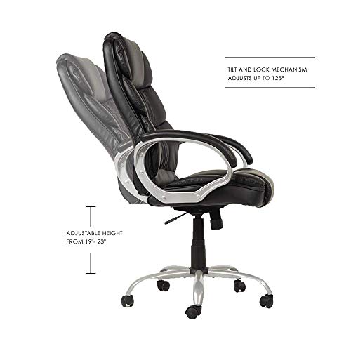 Ergonomic Office Chair Desk Chair Computer Chair with Lumbar Support Arms Executive Rolling Swivel PU Leather Task Chair for Women Adults, Black