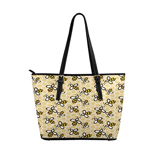 InterestPrint Top Handle Satchel HandBags Shoulder Bags Tote Bags Purse Cartoon with Honey Bees on the Comb