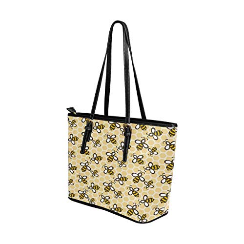 InterestPrint Top Handle Satchel HandBags Shoulder Bags Tote Bags Purse Cartoon with Honey Bees on the Comb