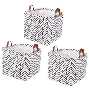 kingrol 3 pack storage baskets,13 x 13 x 13 inch large collapsible storage bins with handles for closet shelves organizer, decorative baskets for home, office, nursery, laundry