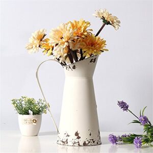 VANCORE Shabby Chic Large Metal Jug Flower Pitcher Vase