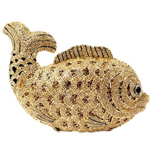 momo mo women evening-bag chain rhinestone ladies clutch-purse wedding luxury handbag fish gold