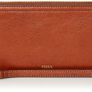 Fossil Women's Logan Leather RFID-Blocking Zip Around Clutch Wallet with Wristlet Strap