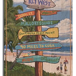 Key West, Florida, Conch Republic, Destinations Sign Birch Wood Wall Sign (10x15 Rustic Home Decor, Ready to Hang Art)