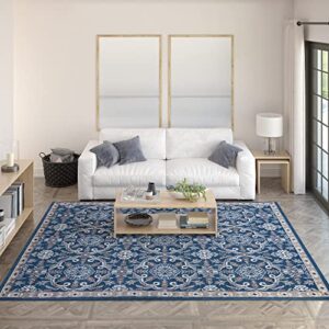 izel navy 5×7 area rug – area rugs for living room, bedroom rug, dining room rug, entryway or kitchen rug – alfombras para salas
