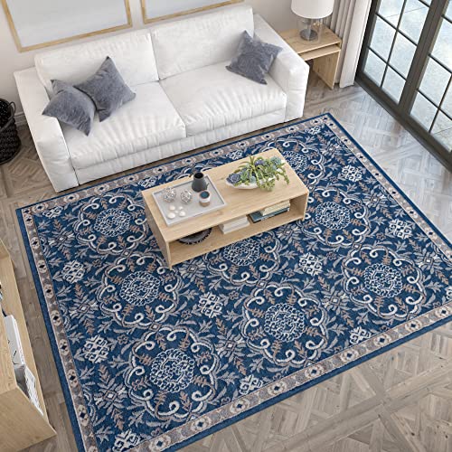 Izel Navy 5x7 Area Rug - Area Rugs for Living Room, Bedroom Rug, Dining Room Rug, Entryway or Kitchen Rug - Alfombras para Salas