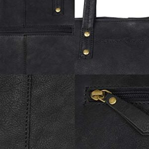 ANTONIO VALERIA Ava, Black Premium Leather Tote/Top Handle Shoulder Bag for Women