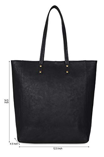 ANTONIO VALERIA Ava, Black Premium Leather Tote/Top Handle Shoulder Bag for Women