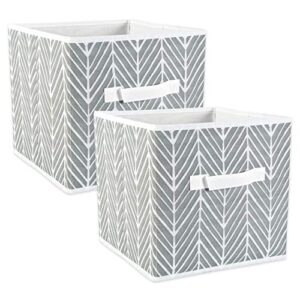 dii non woven storage collection polyester herringbone bin, small set of 2, gray, 2 piece
