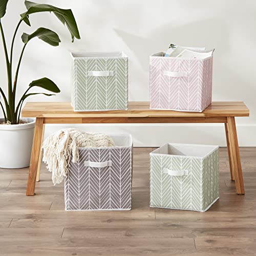 DII Non Woven Storage Collection Polyester Herringbone Bin, Small Set of 2, Gray, 2 Piece