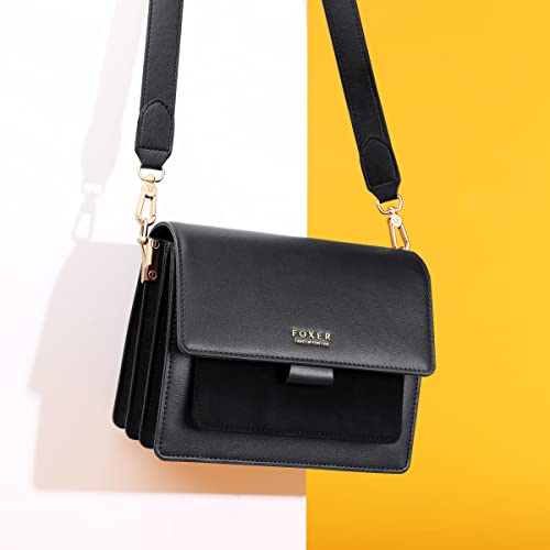 Small Leather Crossbody Bags for Women, Genuine Leather Adjustable Strap Multi Compartments Women's Mini Shoulder Bags Ladies Phone Purses Girls Casual Cute Messenger Bags Womens Clutch Bags (Black)