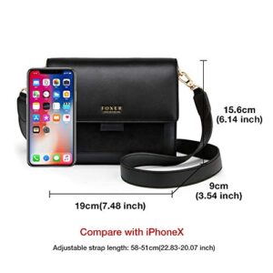 Small Leather Crossbody Bags for Women, Genuine Leather Adjustable Strap Multi Compartments Women's Mini Shoulder Bags Ladies Phone Purses Girls Casual Cute Messenger Bags Womens Clutch Bags (Black)