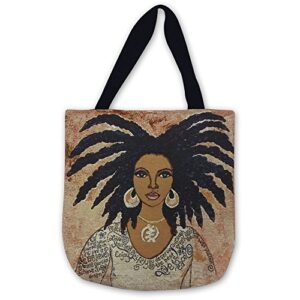 shades of color woven tote bag, nubian queen, 17 x 17 inches (wtb009)
