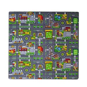 The Rug House Children's Play Village Mat Town City Roads Rug, 140cmx200cm (4ft7"x6ft7")