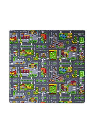 The Rug House Children's Play Village Mat Town City Roads Rug, 140cmx200cm (4ft7"x6ft7")