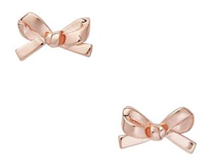 kate spade skinny mini bow stud earrings, rose golden