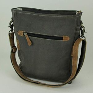 Myra Bag Walnut Upcycled Canvas Shoulder Bag S-1362, Gray, One Size, Medium