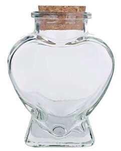 heart shaped glass jar favor bottle with cork, 3-1/4-inch