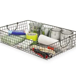 Spectrum Stowaway Wire Large Basket (Industrial Gray) - Storage Bin & Décor for Bathroom, Closet, Pantry, Under Sink, Toy, Shelf, Kitchen, & Nursery Organization