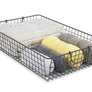 Spectrum Stowaway Wire Large Basket (Industrial Gray) - Storage Bin & Décor for Bathroom, Closet, Pantry, Under Sink, Toy, Shelf, Kitchen, & Nursery Organization