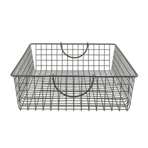 Spectrum Stowaway Wire Large Basket (Industrial Gray) - Storage Bin & Décor for Bathroom, Closet, Pantry, Under Sink, Toy, Shelf, Kitchen, & Nursery Organization