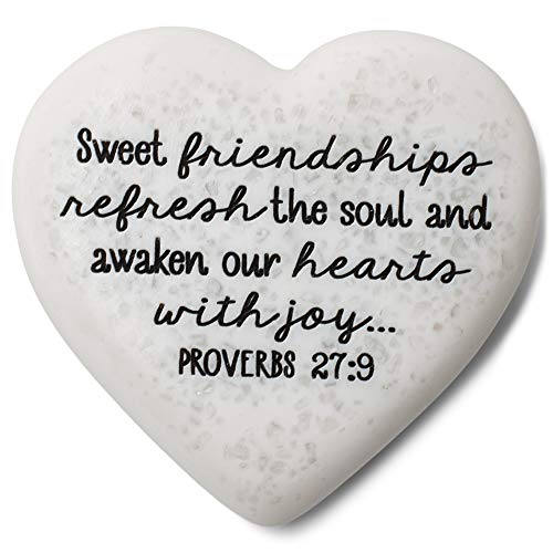 Lighthouse Christian Products Friendships are Sweet Scripture Heart 2.25 x 2.25 Cast Stone Plaque