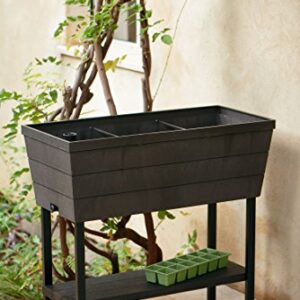 Keter Urban Bloomer 12.7 Gallon Raised Garden Bed with Self Watering Planter Box and Drainage Plug, Dark Grey