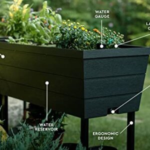 Keter Urban Bloomer 12.7 Gallon Raised Garden Bed with Self Watering Planter Box and Drainage Plug, Dark Grey