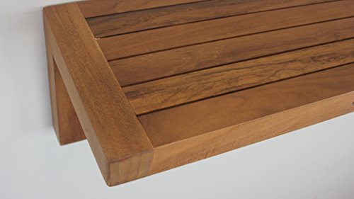 AquaTeak The Original 24" Moa Teak Wall Shelf with Hooks