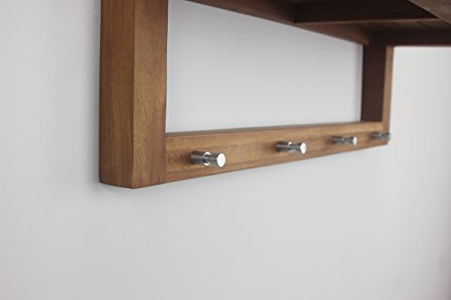 AquaTeak The Original 24" Moa Teak Wall Shelf with Hooks