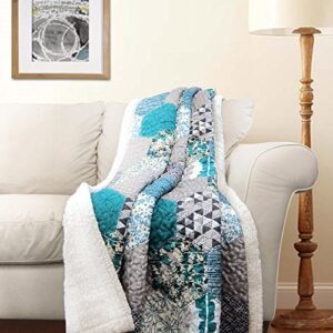 lush decor, turquoise briley reversible throw-colorful hexagon patchwork pattern blanket-60 x 50″, 60″x50″