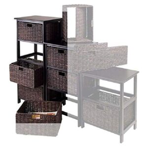 Contemporary Home Living Set of 5 Black Storage Racks and Foldable Baskets, 36.75”