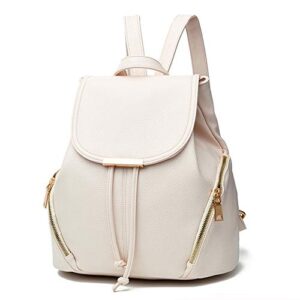 KARRESLY Backpack Purse for Women PU Leather Rucksack Purse Ladies Casual Shoulder Cute Bag(White)