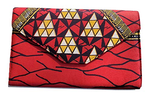 Red African Diamond Print Clutch Purse