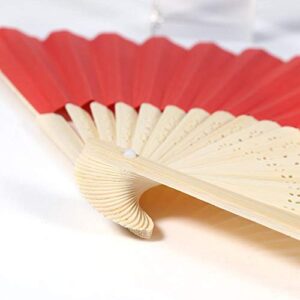 Hztyyier Folding Fan, Handheld Folding Paper Fan with Bamboo Fan Bone Gift for Wedding Festival Party, Performance Decoration (White)