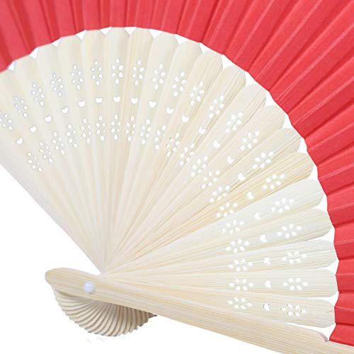 Hztyyier Folding Fan, Handheld Folding Paper Fan with Bamboo Fan Bone Gift for Wedding Festival Party, Performance Decoration (White)