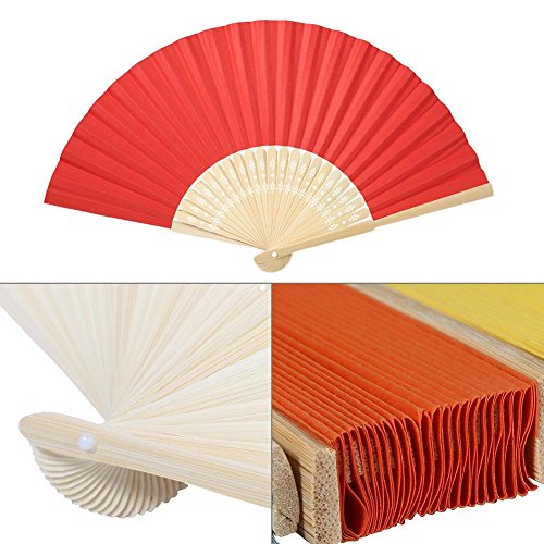 Hztyyier Folding Fan, Handheld Folding Paper Fan with Bamboo Fan Bone Gift for Wedding Festival Party, Performance Decoration (White)