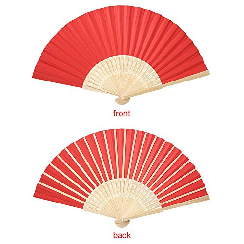 Hztyyier Folding Fan, Handheld Folding Paper Fan with Bamboo Fan Bone Gift for Wedding Festival Party, Performance Decoration (White)