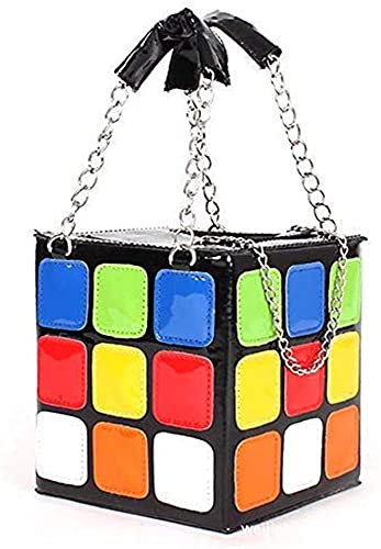 Women's Cute cube Shape Handbag Magic Shoulder Bag Clutch Bag, Colorful, 15x15x15