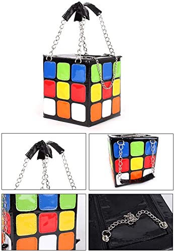 Women's Cute cube Shape Handbag Magic Shoulder Bag Clutch Bag, Colorful, 15x15x15