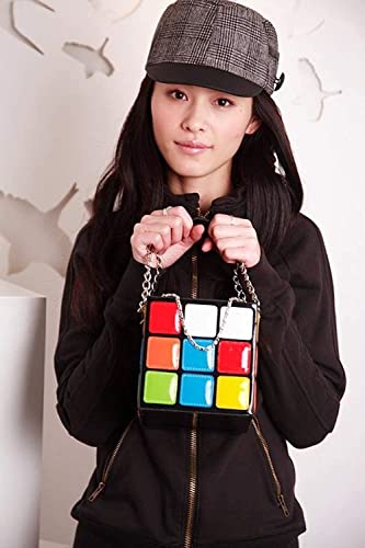 Women's Cute cube Shape Handbag Magic Shoulder Bag Clutch Bag, Colorful, 15x15x15