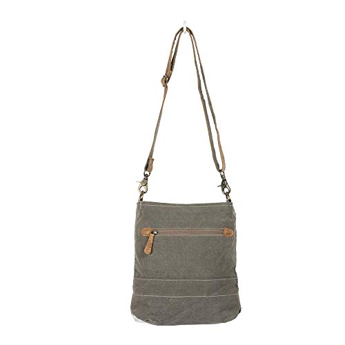 Myra Bag Approach Upcycled Canvas & Cowhide Crossbody Bag S-1349, Brown, One Size