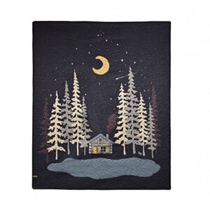 donna sharp throw blanket – moonlit cabin cotton lodge decorative throw blanket with forest pattern
