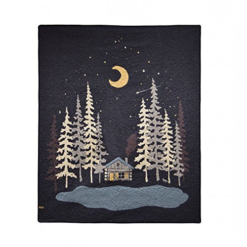 Donna Sharp Throw Blanket - Moonlit Cabin Cotton Lodge Decorative Throw Blanket with Forest Pattern