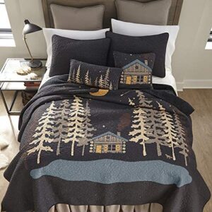 Donna Sharp Throw Blanket - Moonlit Cabin Cotton Lodge Decorative Throw Blanket with Forest Pattern