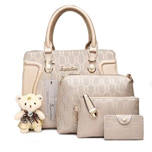 soperwillton women’s fashion handbags tote bags shoulder bag top handle satchel purse set 4pcs