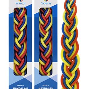 Havdalah Candle Handcrafted Havdala Candle (Multi Color Red/White/Blue, 2-Pack)